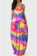Blue Pink Fashion Sexy Casual Print Backless Spaghetti Strap Long Dress