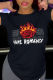 Black Fashion Street Print Patchwork Letter O Neck T-Shirts