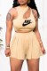 Khaki Fashion Street Print Letter O Neck Sleeveless Two Pieces