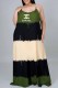 Army Green Fashion Casual Letter Patchwork Spaghetti Strap Straight Dresses