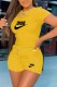 Yellow Fashion Casual Print Letter O Neck Short Sleeve Two Pieces