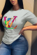 Grey Fashion Street Print Patchwork O Neck T-Shirts