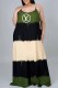 Army Green Fashion Casual Letter Patchwork Spaghetti Strap Straight Dresses