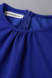 Blue Fashion Casual Solid Patchwork O Neck Short Sleeve Dress