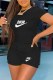 Black Fashion Casual Print Letter O Neck Short Sleeve Two Pieces