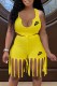 Yellow Fashion Casual Print Tassel U Neck Sleeveless Two Pieces
