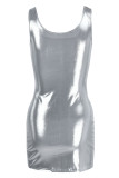 Pink Fashion Sexy Solid Basic U Neck Vest Dress