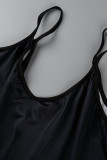 White Fashion Sexy Casual Print Backless Spaghetti Strap Long Dress