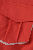 Red Fashion Casual Patchwork Solid Draw String Frenulum Turndown Collar Regular Romper
