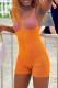 Orange Fashion Sexy Print Backless U Neck Skinny Romper