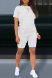 Red Fashion Casual Solid Patchwork O Neck Short Sleeve Two Pieces