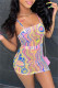 Pink Fashion Sexy Print Backless Spaghetti Strap Sleeveless Dress