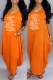 Orange Fashion Casual Print Letter O Neck Printed Dress Dresses