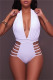 White Fashion Sexy Solid Bandage Hollowed Out Backless Swimwears (Without Paddings)