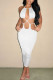 White Sexy Solid Hollowed Out Patchwork Backless Halter Pencil Skirt Dresses
