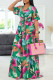 Green Fashion Casual Print Patchwork V Neck Short Sleeve Dress