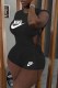 Black Fashion Casual Print Bandage Letter O Neck Short Sleeve Two Pieces