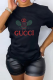 Black Fashion Sportswear Print Patchwork Letter O Neck T-Shirts