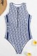 Blue Fashion Sexy Letter Zipper Swimwears