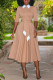 Apricot Fashion Casual Solid Patchwork Turndown Collar Long Sleeve Dresses