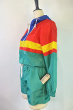 Green Fashion Casual Solid Patchwork Hooded Collar Long Sleeve Two Pieces