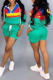 Green Fashion Casual Solid Patchwork Hooded Collar Long Sleeve Two Pieces