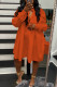 Tangerine Red Casual Solid Patchwork Buckle Turndown Collar A Line Dresses