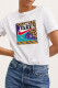 White Fashion Casual Print Letter O Neck T-Shirts