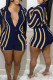 Dark Blue Fashion Casual Solid Patchwork Turndown Collar Long Sleeve Two Pieces