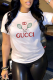 White Fashion Sportswear Print Patchwork Letter O Neck T-Shirts