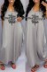 Grey Fashion Casual Print Letter O Neck Printed Dress Dresses