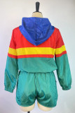Green Fashion Casual Solid Patchwork Hooded Collar Long Sleeve Two Pieces