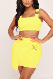 Yellow Fashion Casual Vest Two-Piece Suit