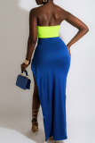 Rose Red Sexy Solid Patchwork Strapless Sleeveless Two Pieces