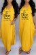Yellow Fashion Casual Print Letter O Neck Printed Dress Dresses