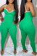 Green Sexy Casual Solid Backless Spaghetti Strap Skinny Jumpsuits