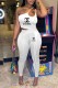 White Fashion Sexy Print Letter One Shoulder Sleeveless Two Pieces