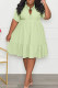 Light Green Casual Solid Patchwork Buckle Turndown Collar A Line Plus Size Dresses