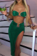 Green Sexy Solid Patchwork Strapless Sleeveless Two Pieces