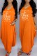 Orange Fashion Casual Print Letter O Neck Printed Dress Dresses