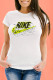 White Fashion Casual Print Letter O Neck T-Shirts