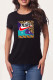 Black Fashion Casual Print Letter O Neck T-Shirts