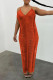 Orange Sexy Solid Hollowed Out Patchwork Swimwears Cover Up