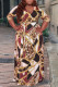 Multicolor Fashion Casual Print Bandage Patchwork V Neck Long Dress