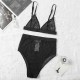 Black Fashion Sexy Solid Patchwork Letter Swimwears