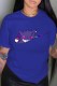 Blue Fashion Street Print Patchwork O Neck T-Shirts