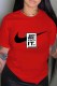 Red Fashion Street Print Letter O Neck T-Shirts