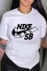 White Fashion Street Print Letter O Neck T-Shirts