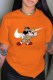Orange Fashion Street Character Print Patchwork O Neck T-Shirts