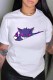 White Fashion Street Print Patchwork O Neck T-Shirts